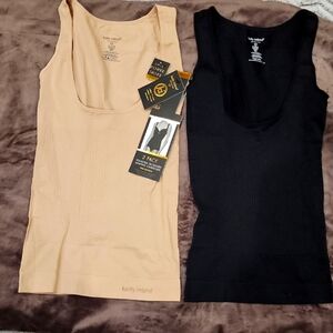 New Kathy Ireland Women's Black and Tan Shaping Camisoles - 2 Pack